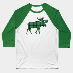 Green Plaid Moose Baseball T-Shirt